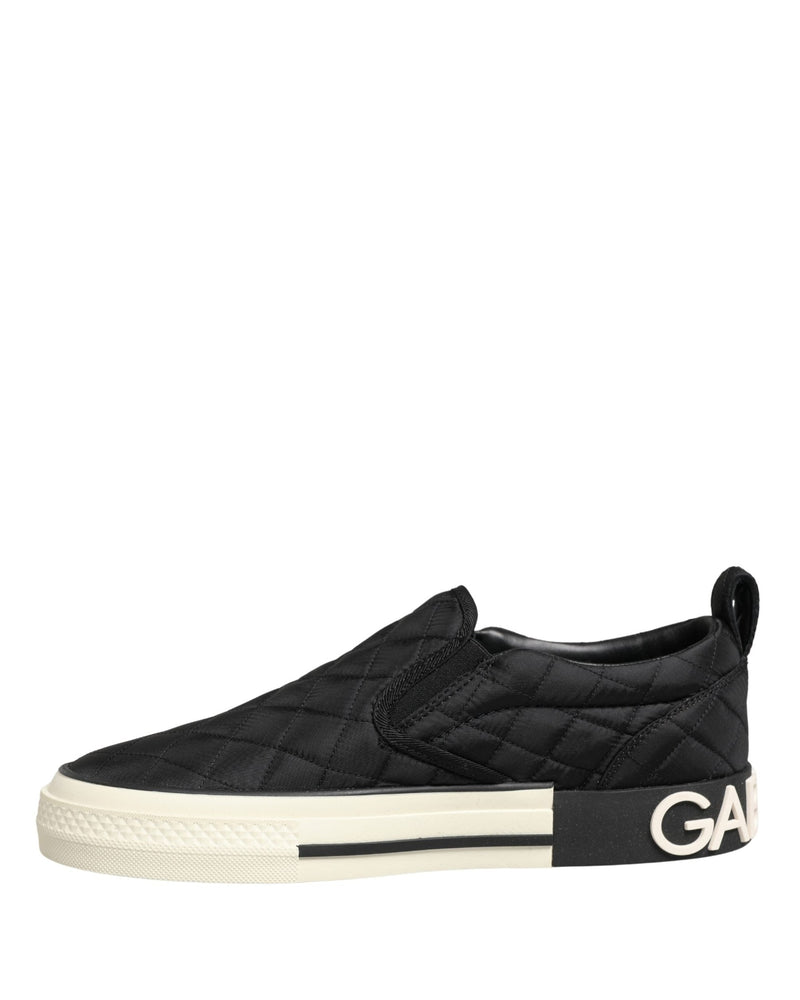 Dolce & Gabbana Black Quilted Slip On Low Top Sneakers Shoes Glam Steals
