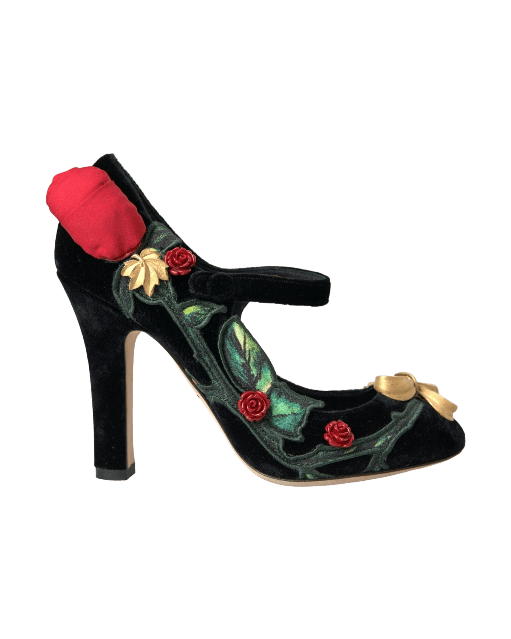 Dolce & Gabbana Black Roses Crystal Brooch Mary Jane Shoes Glam Steals