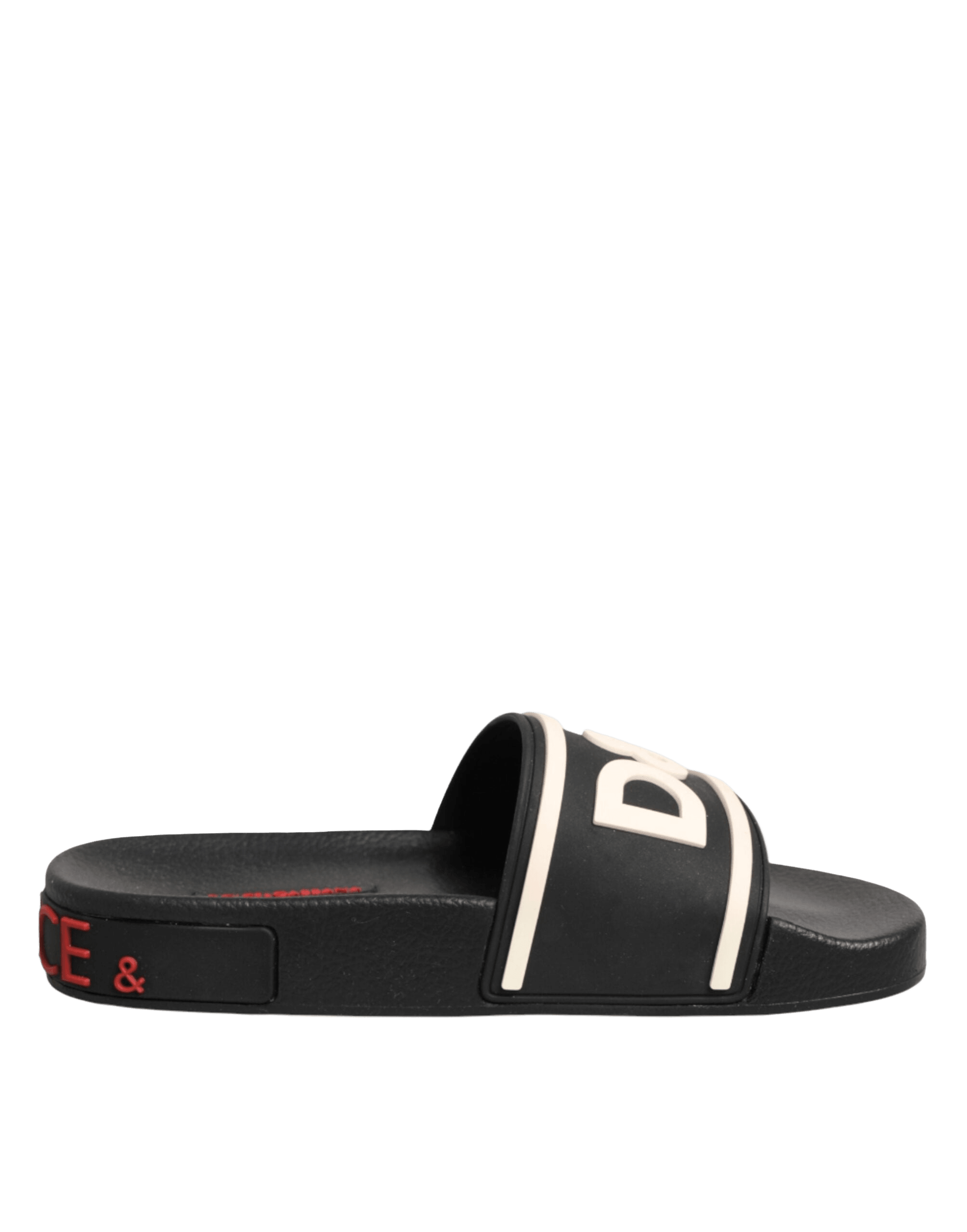 Dolce & Gabbana Black Rubber Slides Sandals Beachwear Shoes Glam Steals