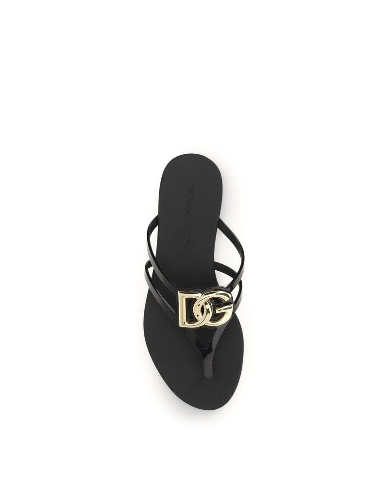 Dolce & Gabbana Black Rubber Strap Sandals Glam Steals