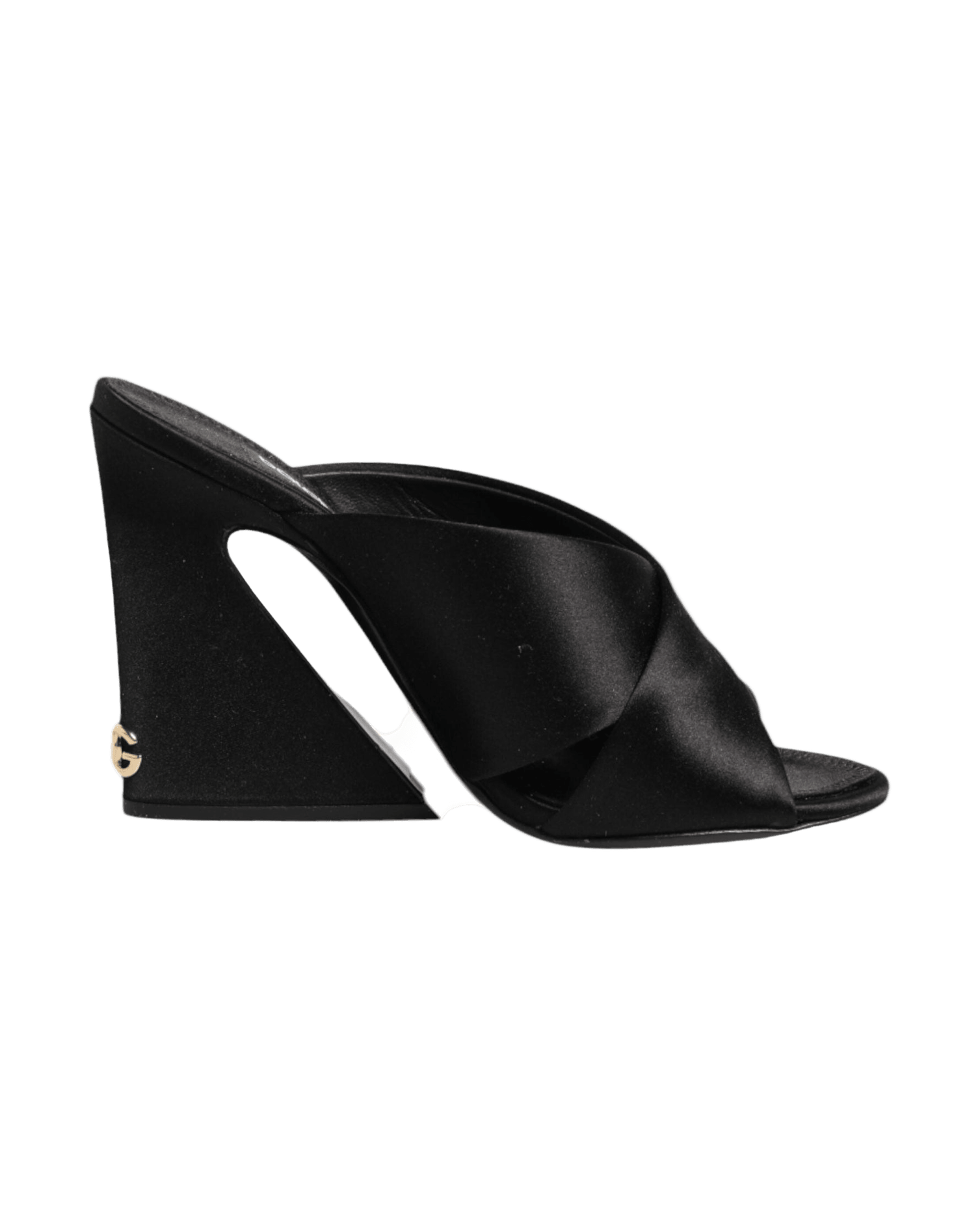 Dolce & Gabbana Black Satin Logo Keira Slides Sandals Shoes Glam Steals
