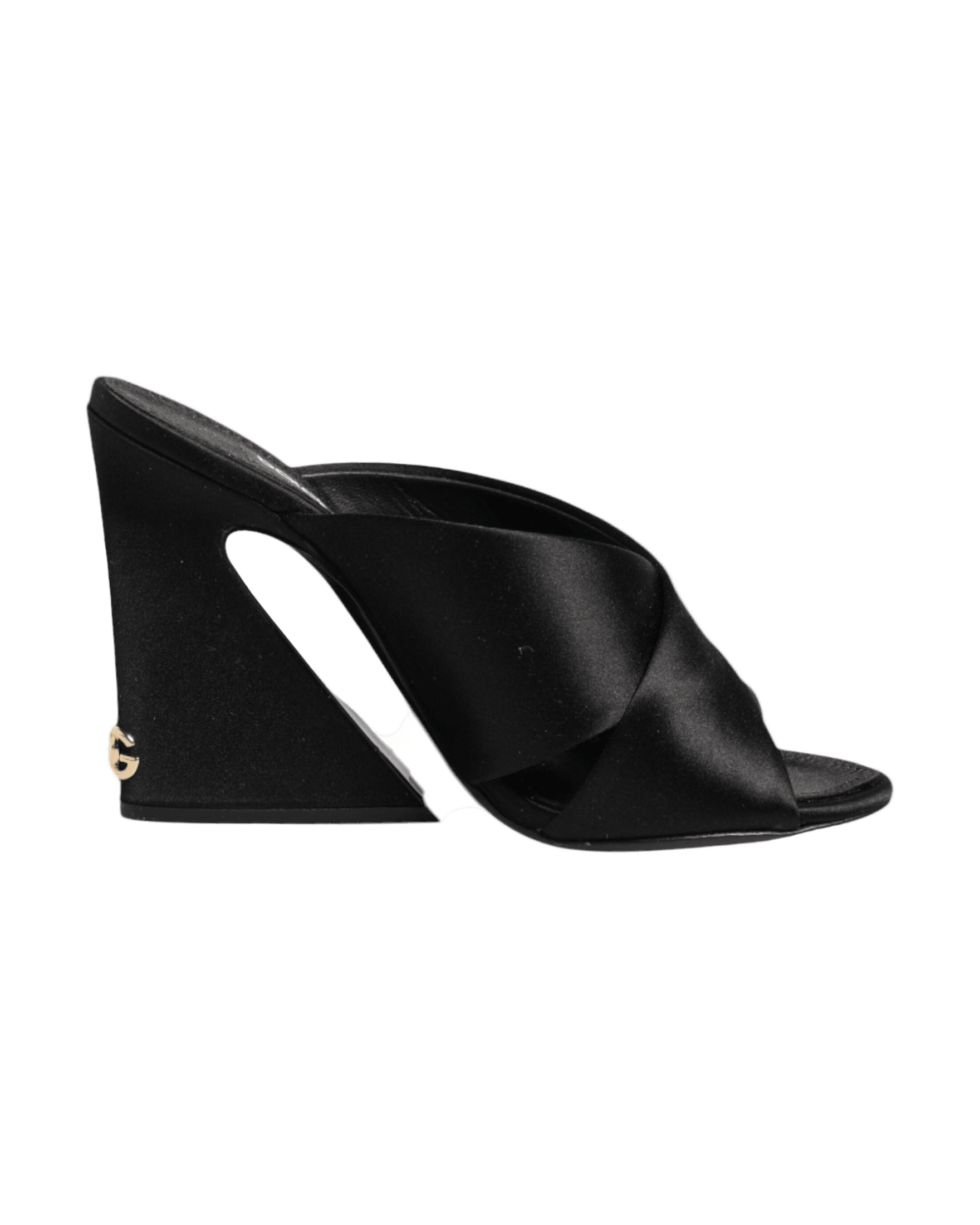 Dolce & Gabbana Black Satin Logo Keira Slides Sandals Shoes Glam Steals