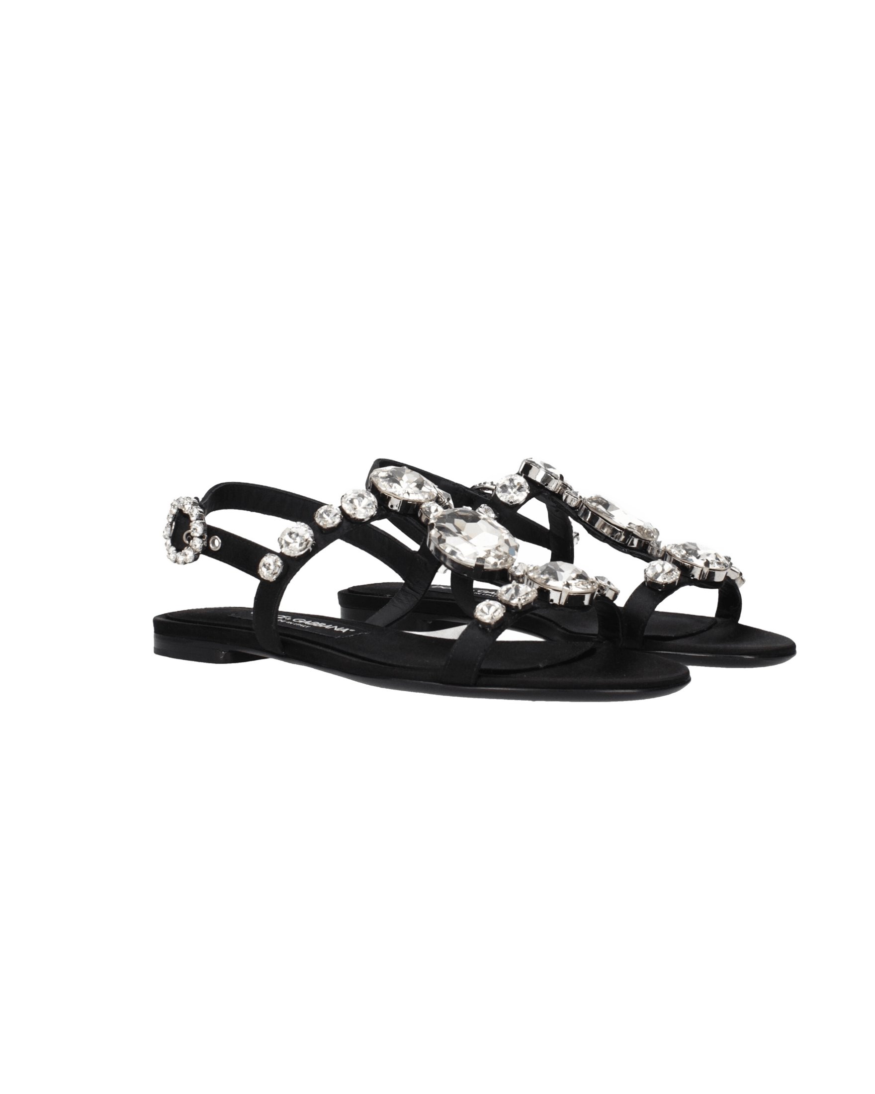 Dolce & Gabbana Black Satin And Flat Sandals Glam Steals