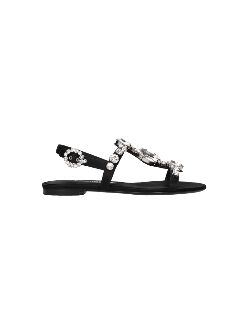 Dolce & Gabbana Black Satin And Flat Sandals Glam Steals