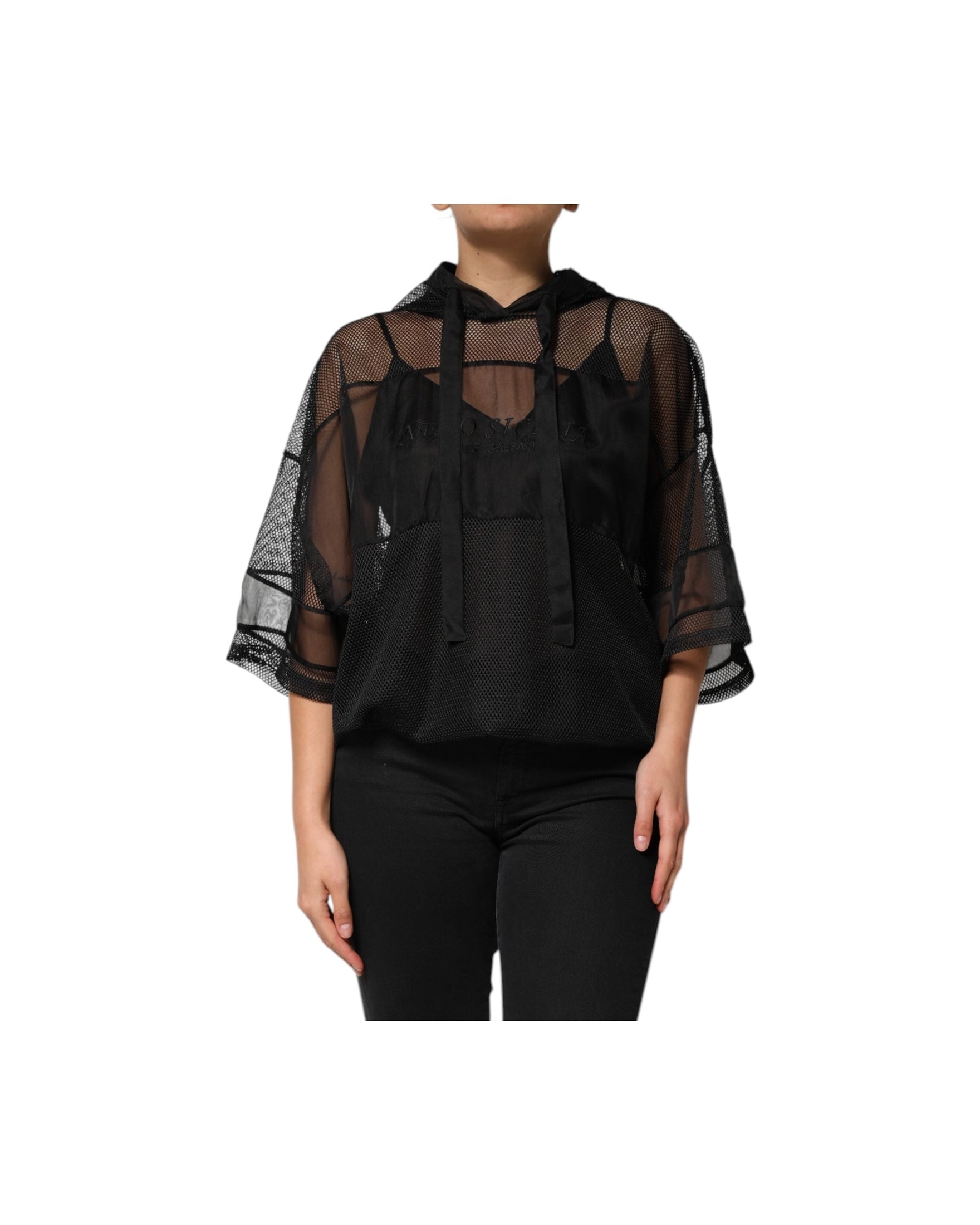 Dolce & Gabbana Black See Through Hooded Pullover Sweater Glam Steals