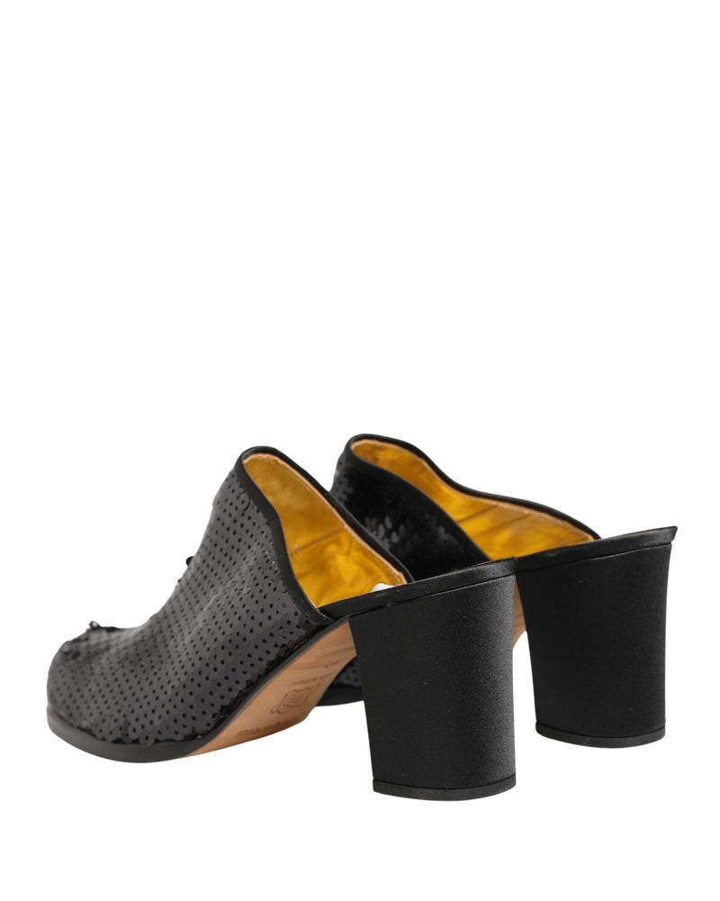 Dolce & Gabbana Black Sequined Mules Shoes Glam Steals