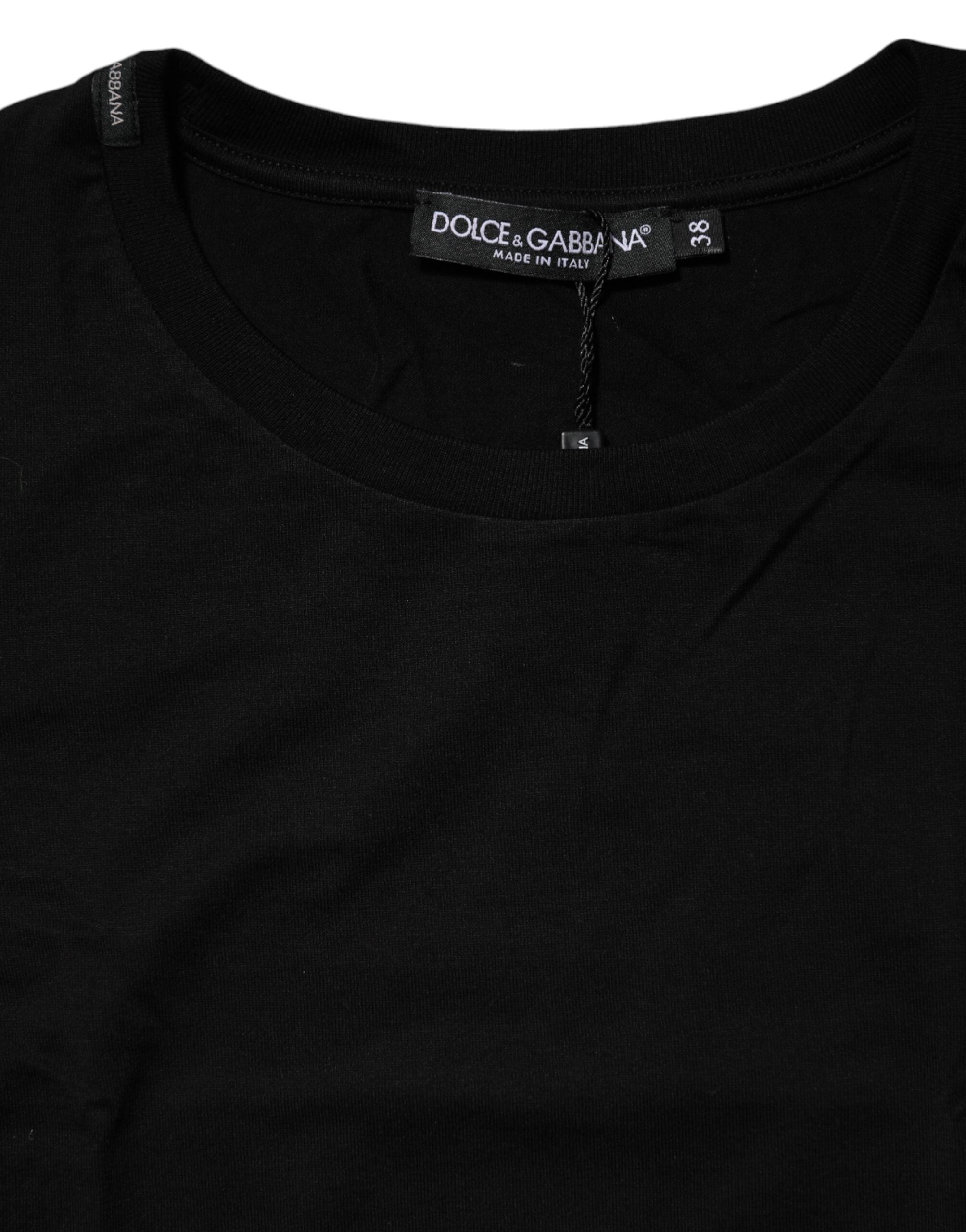 Dolce & Gabbana Black Short Sleeves Crew Neck Top T-Shirt Glam Steals