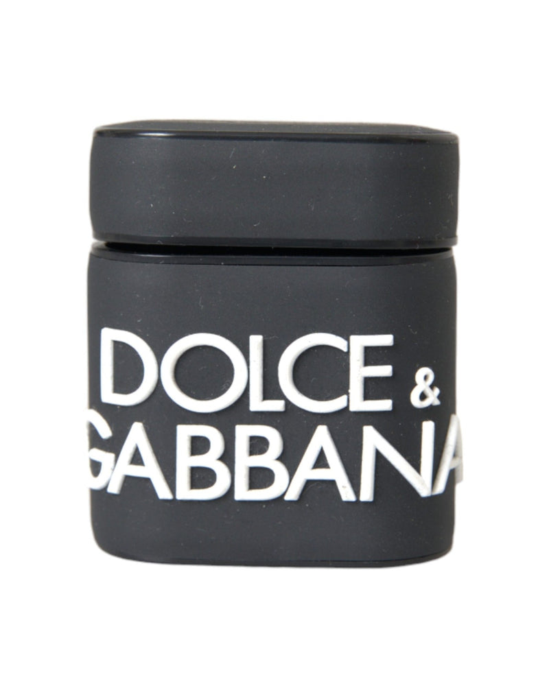 Dolce & Gabbana Black Silicone Embossed Logo Airpods Case Headphone & Headset Accessories