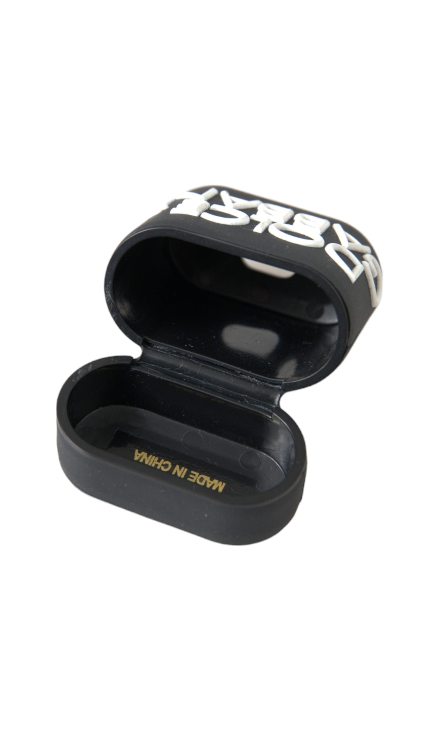 Dolce & Gabbana Black Silicone Embossed Logo Airpods White Case Glam Steals