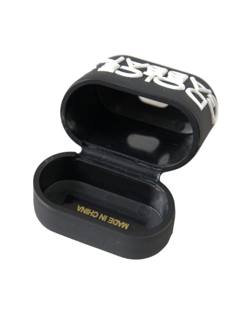 Dolce & Gabbana Black Silicone Embossed Logo Airpods White Case Glam Steals