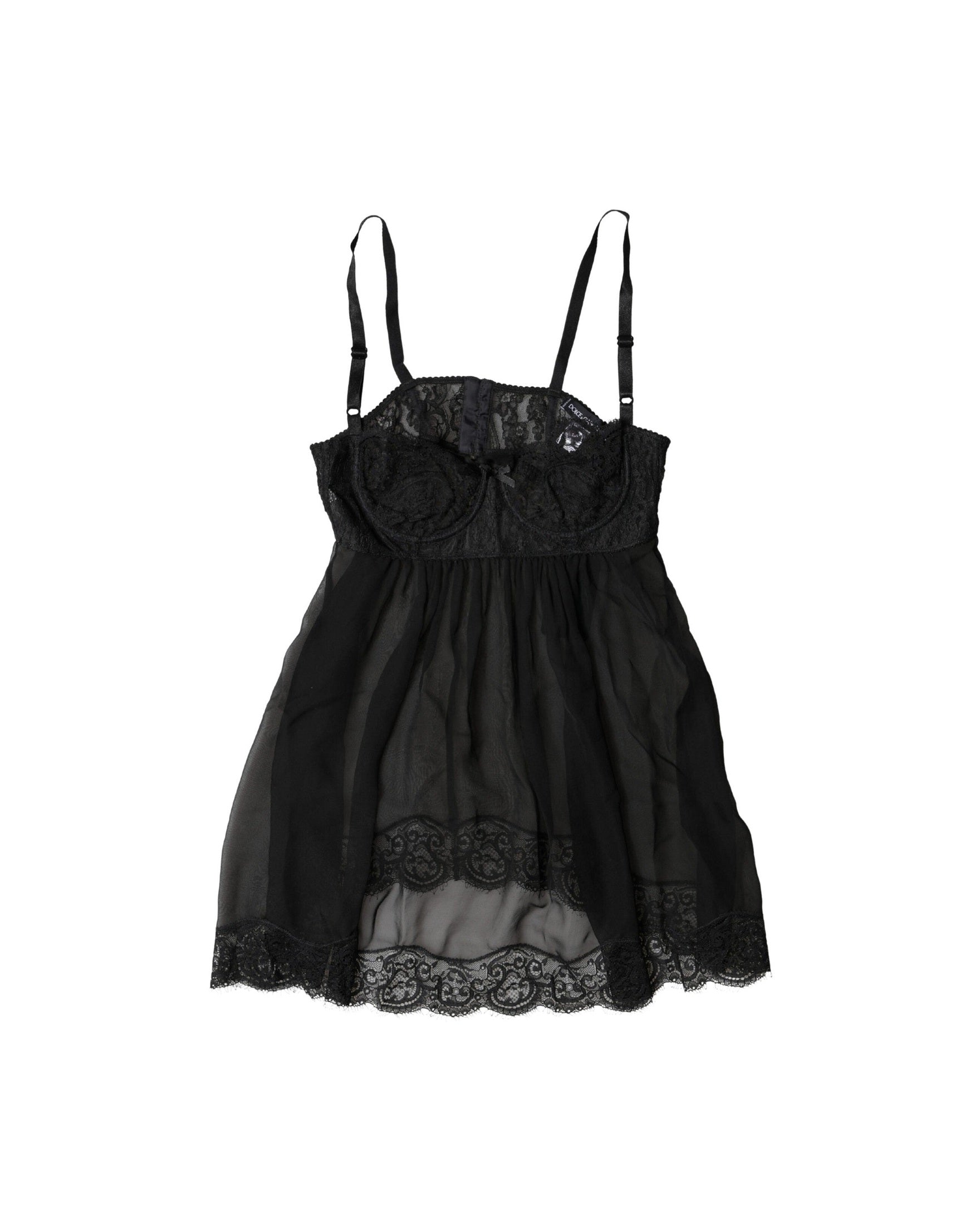 Dolce & Gabbana Black Silk Floral Lace Camisole Top 