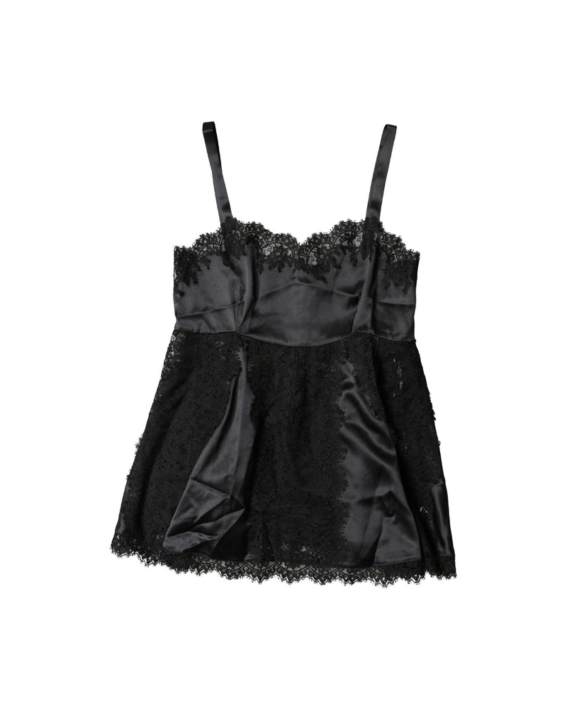 Dolce & Gabbana Black Silk Lace Trim Lingerie Camisole Glam Steals
