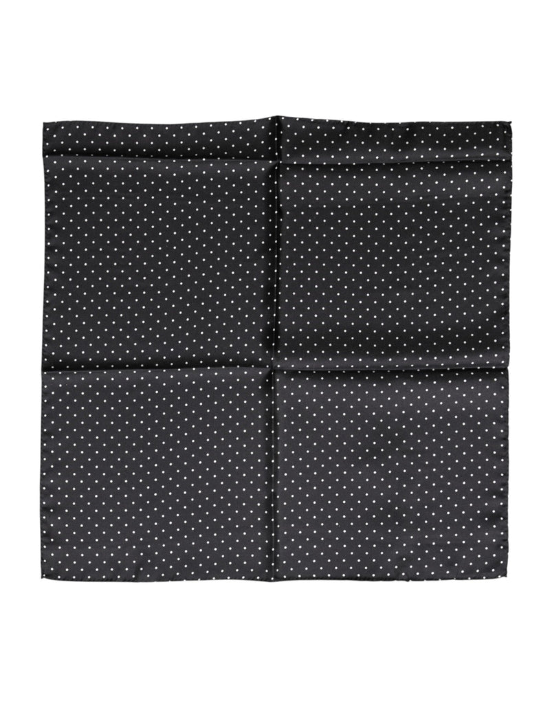 Dolce & Gabbana Black Silk Polka Dot Square Foulard Scarf Glam Steals