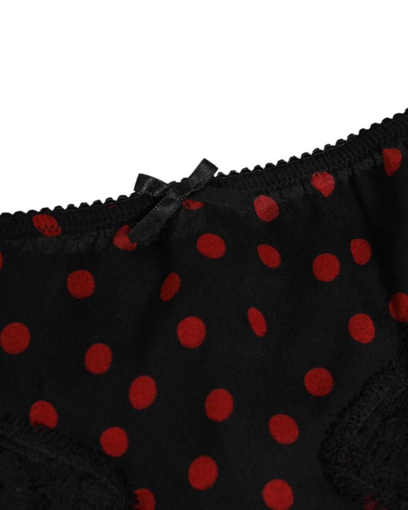 Dolce & Gabbana Black Silk Polka Dotted Low Waist Panty Underwear Glam Steals