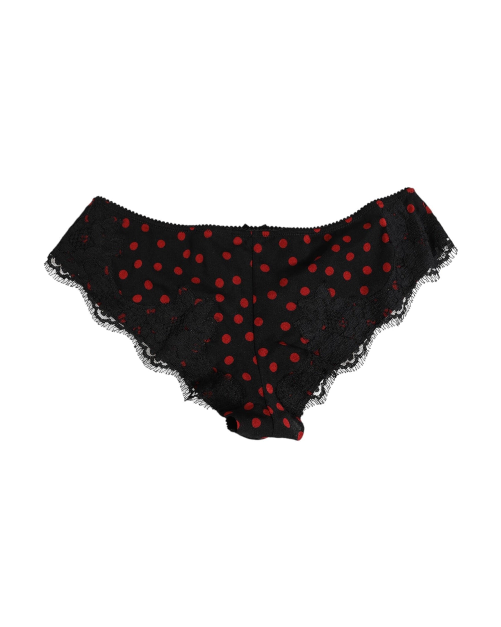 Dolce & Gabbana Black Silk Polka Dotted Low Waist Panty Underwear Glam Steals