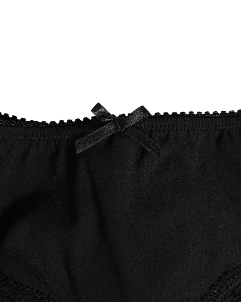 Dolce & Gabbana Black Silk Satin Floral Lace Panty Glam Steals