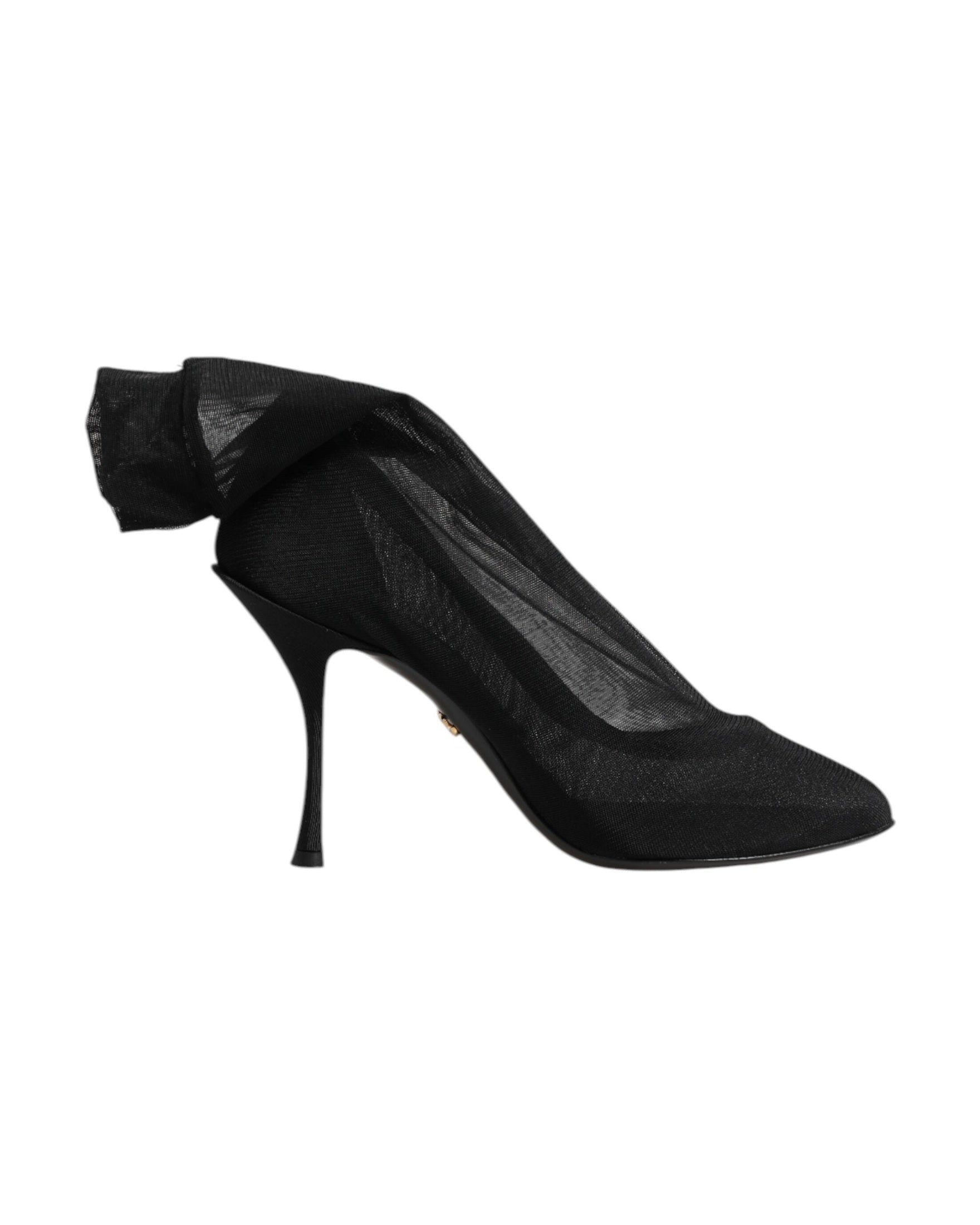 Dolce & Gabbana Black Silk Stretch Mesh Sock Boots Shoes Glam Steals
