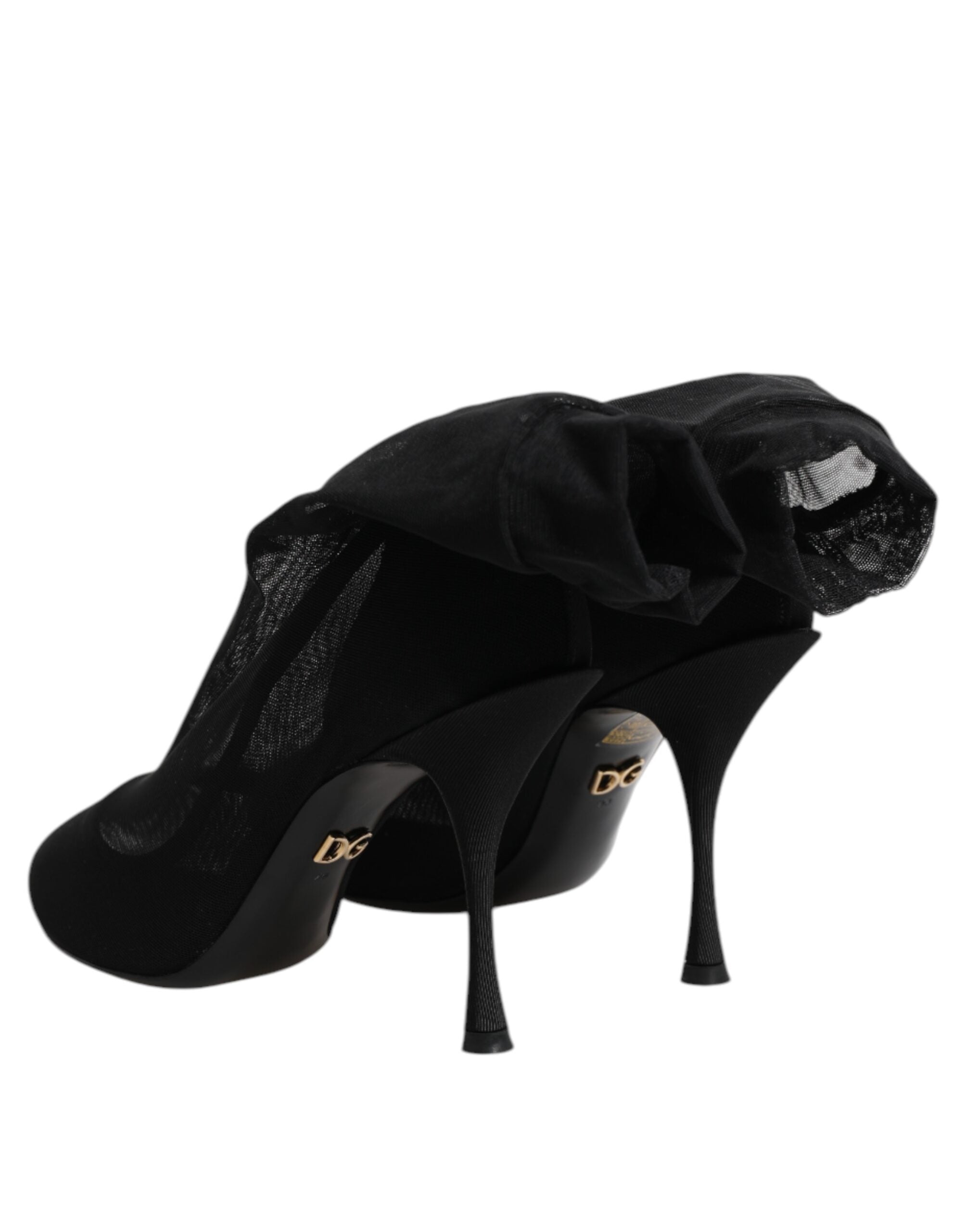 Dolce & Gabbana Black Silk Stretch Mesh Sock Boots Shoes Glam Steals