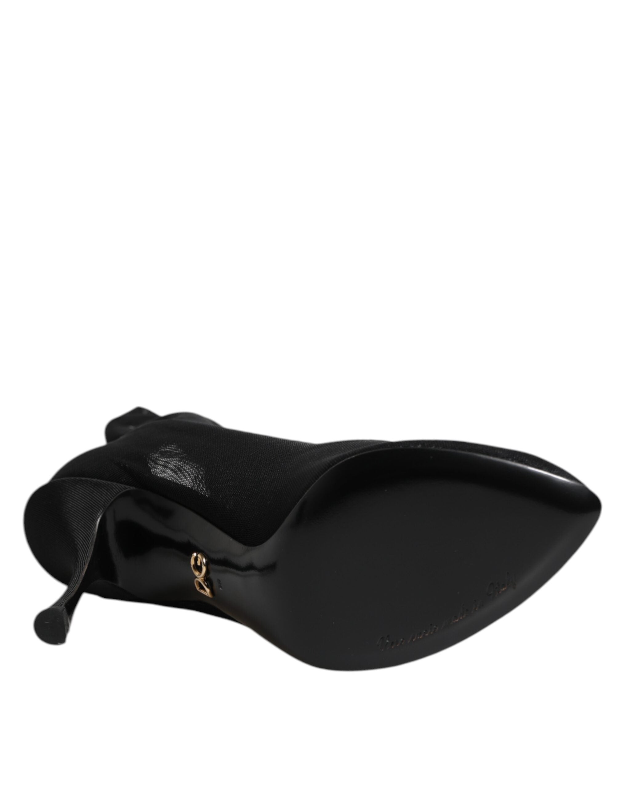 Dolce & Gabbana Black Silk Stretch Mesh Sock Boots Shoes Glam Steals