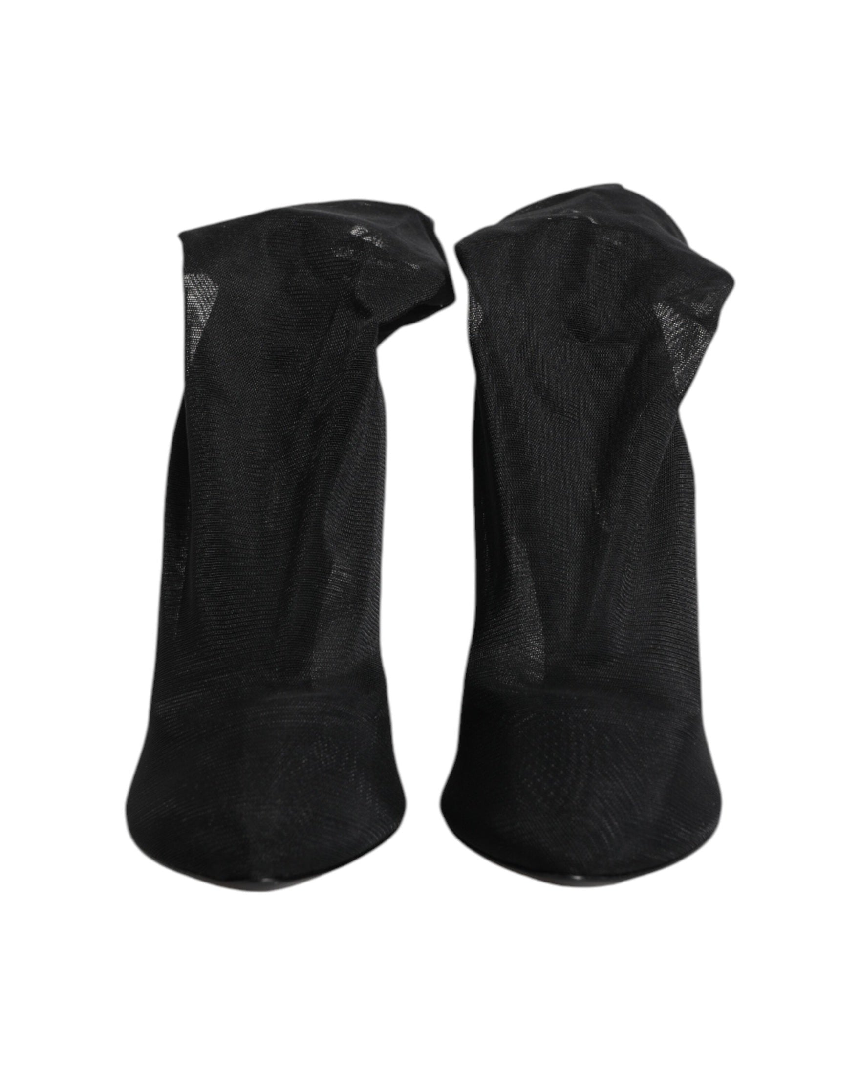 Dolce & Gabbana Black Silk Stretch Mesh Sock Boots Shoes Glam Steals