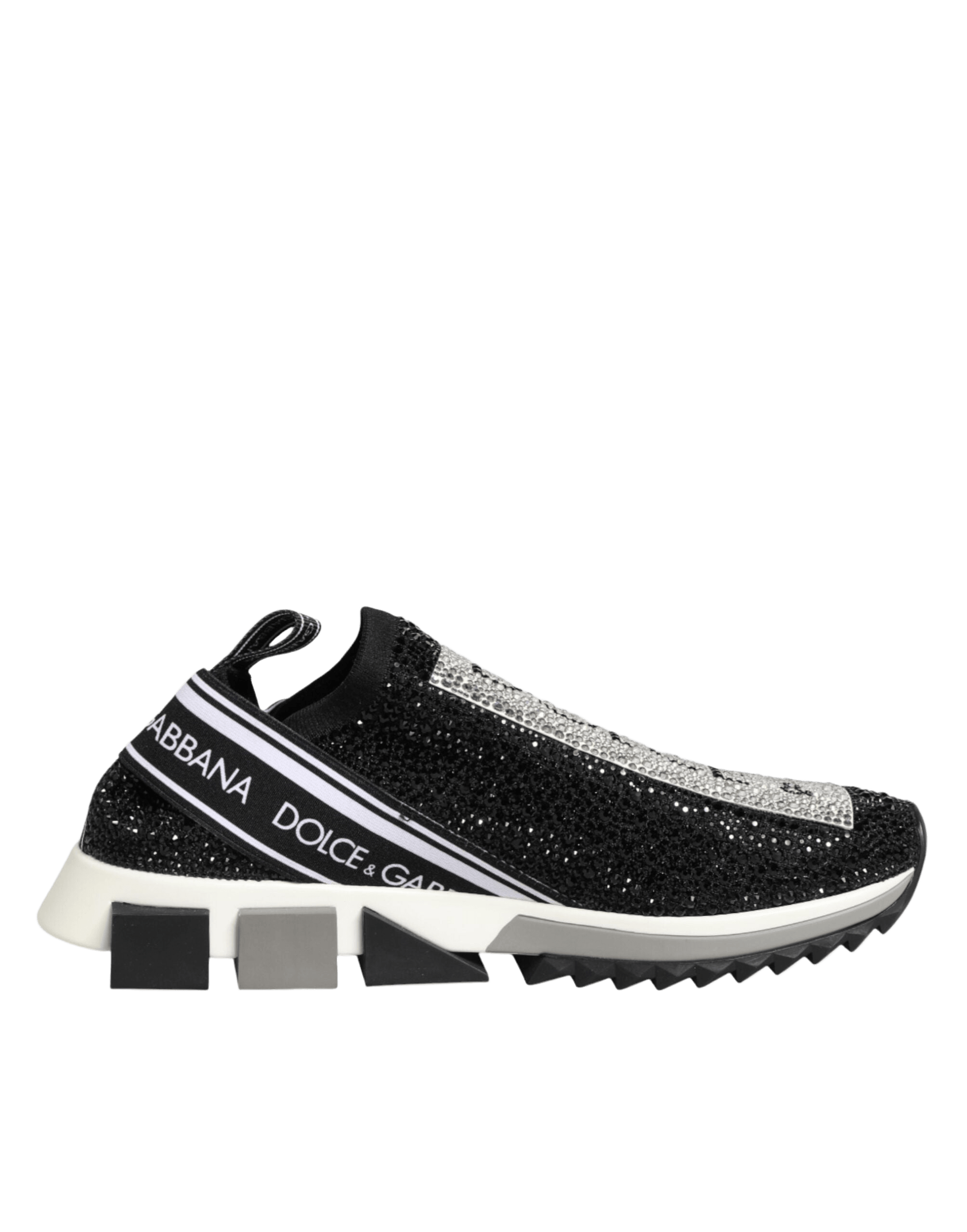 Dolce & Gabbana Black Silver Slip On Sorrento Sneakers Shoes