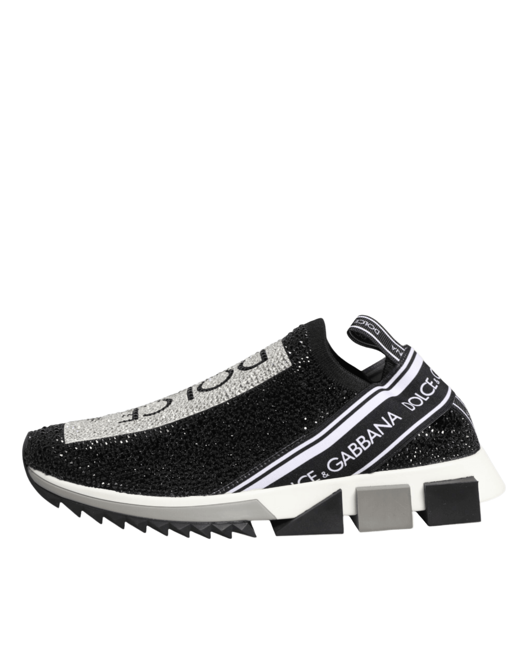 Dolce & Gabbana Black Silver Slip On Sorrento Sneakers Shoes Glam Steals