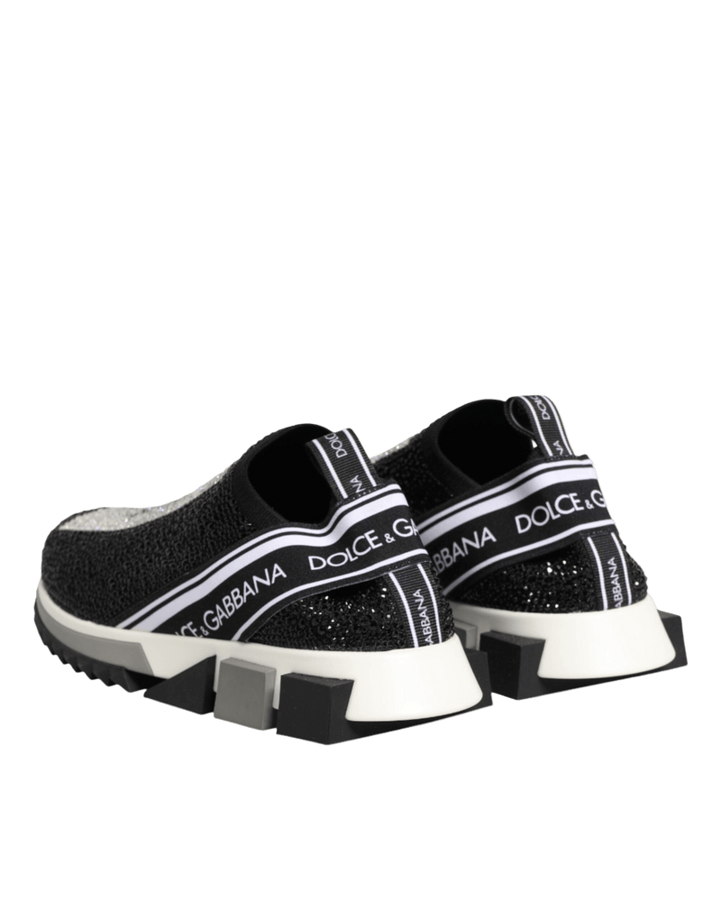 Dolce & Gabbana Black Silver Slip On Sorrento Sneakers Shoes Glam Steals