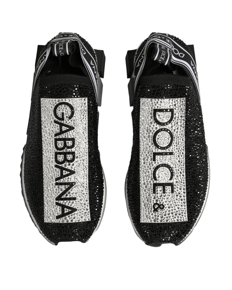 Dolce & Gabbana Black Silver Slip On Sorrento Sneakers Shoes Glam Steals