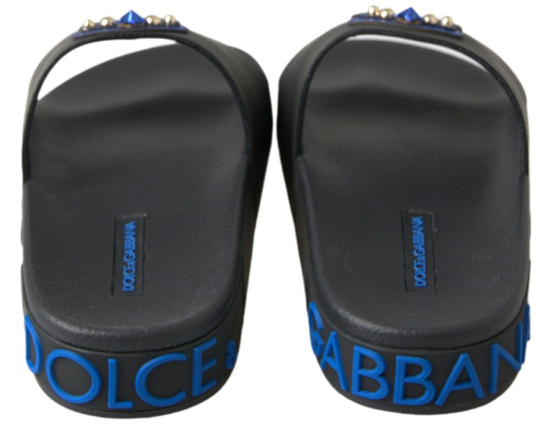 Dolce & Gabbana Black Slides Sandals Beach Saint Barth Shoes Glam Steals