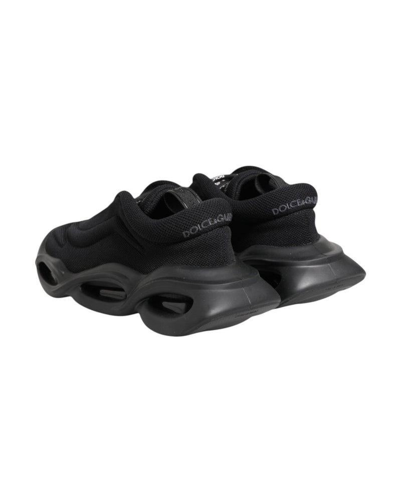 Dolce & Gabbana Black Slip On Low Top Wave Sneakers Shoes 