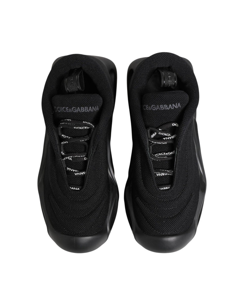Dolce & Gabbana Black Slip On Low Top Wave Sneakers Shoes 