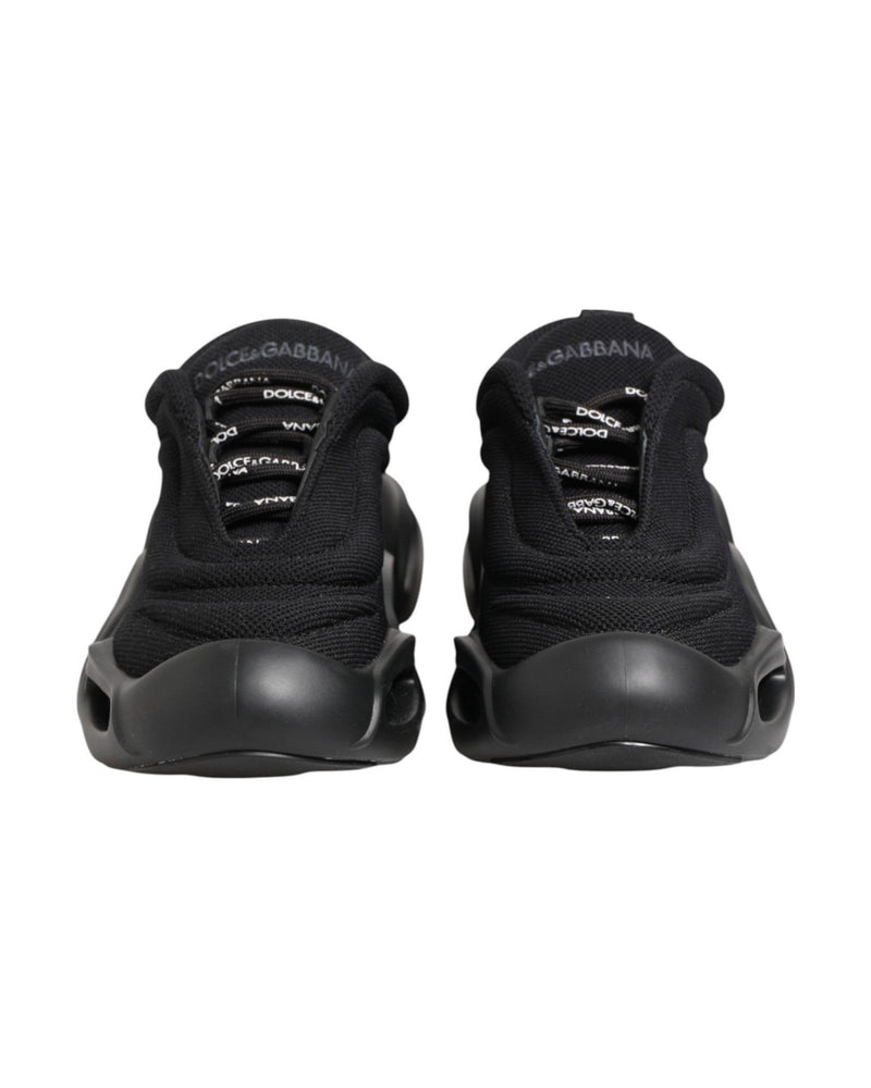 Dolce & Gabbana Black Slip On Low Top Wave Sneakers Shoes 