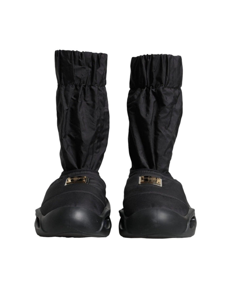 Dolce & Gabbana Black Slip On Wave Socks Sneakers Shoes Sneakers