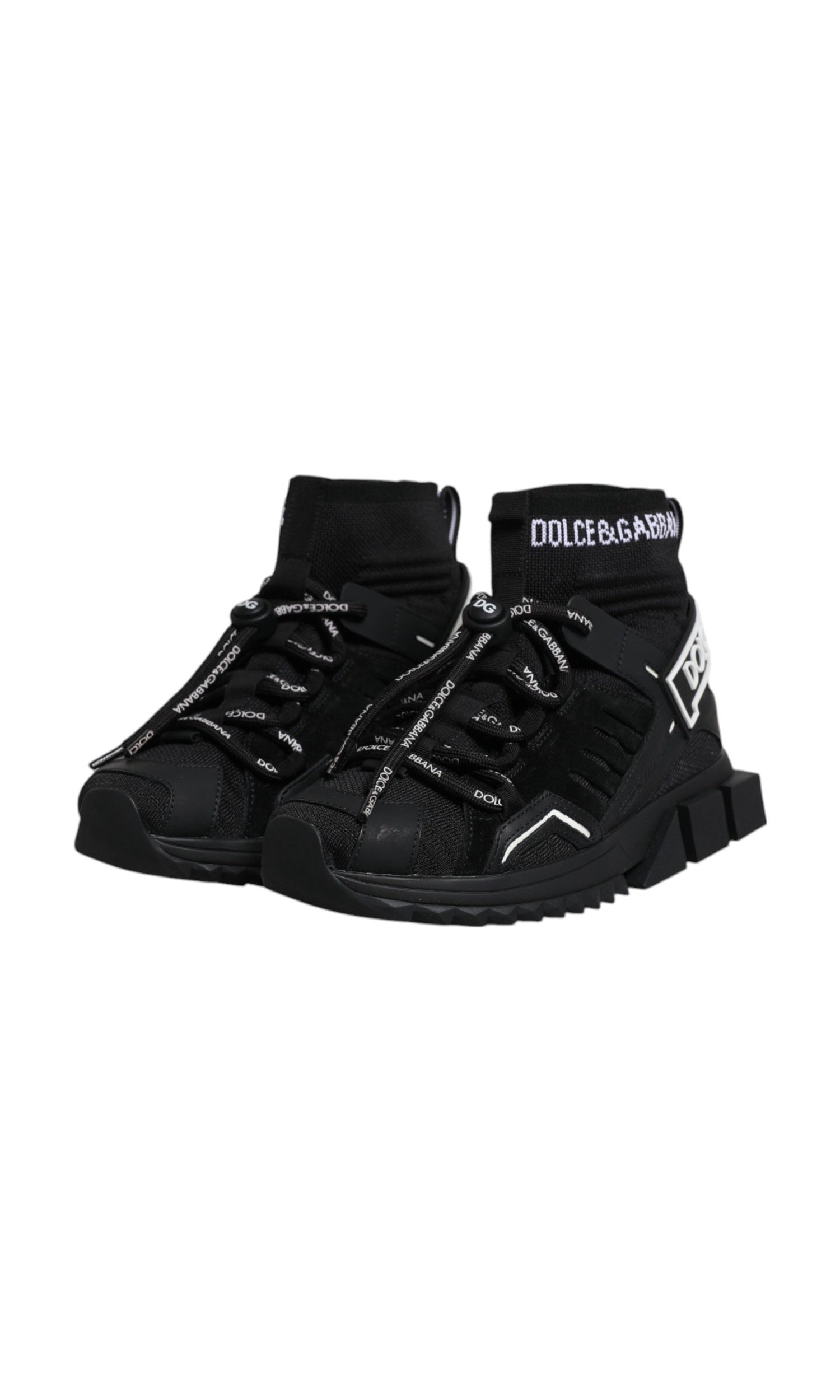 Dolce & Gabbana Black Sorrento Socks Logo Sneakers Shoes Glam Steals