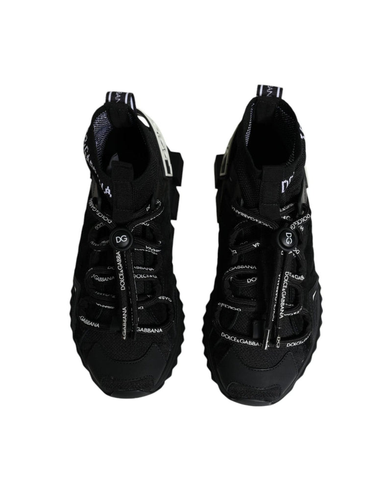 Dolce & Gabbana Black Sorrento Socks Logo Sneakers Shoes Glam Steals