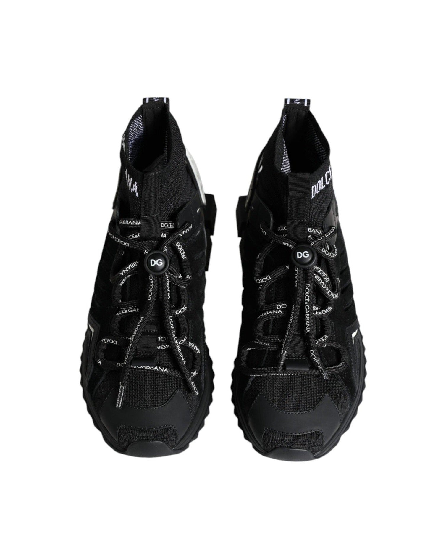 Dolce & Gabbana Black Sorrento Socks Logo Sneakers Shoes Glam Steals