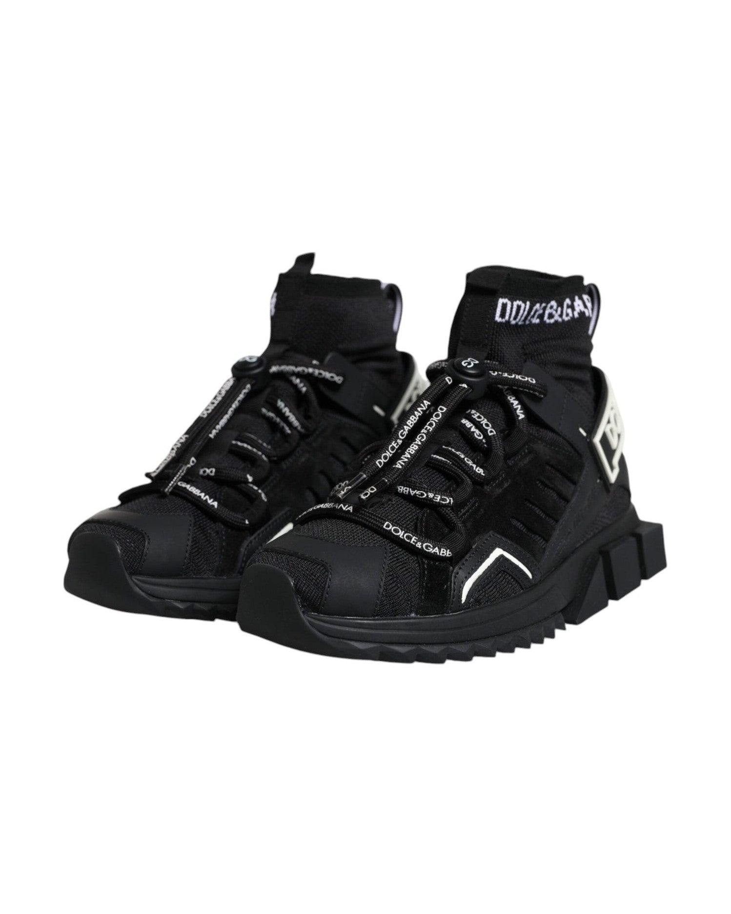 Dolce & Gabbana Black Sorrento Socks Logo Sneakers Shoes Glam Steals