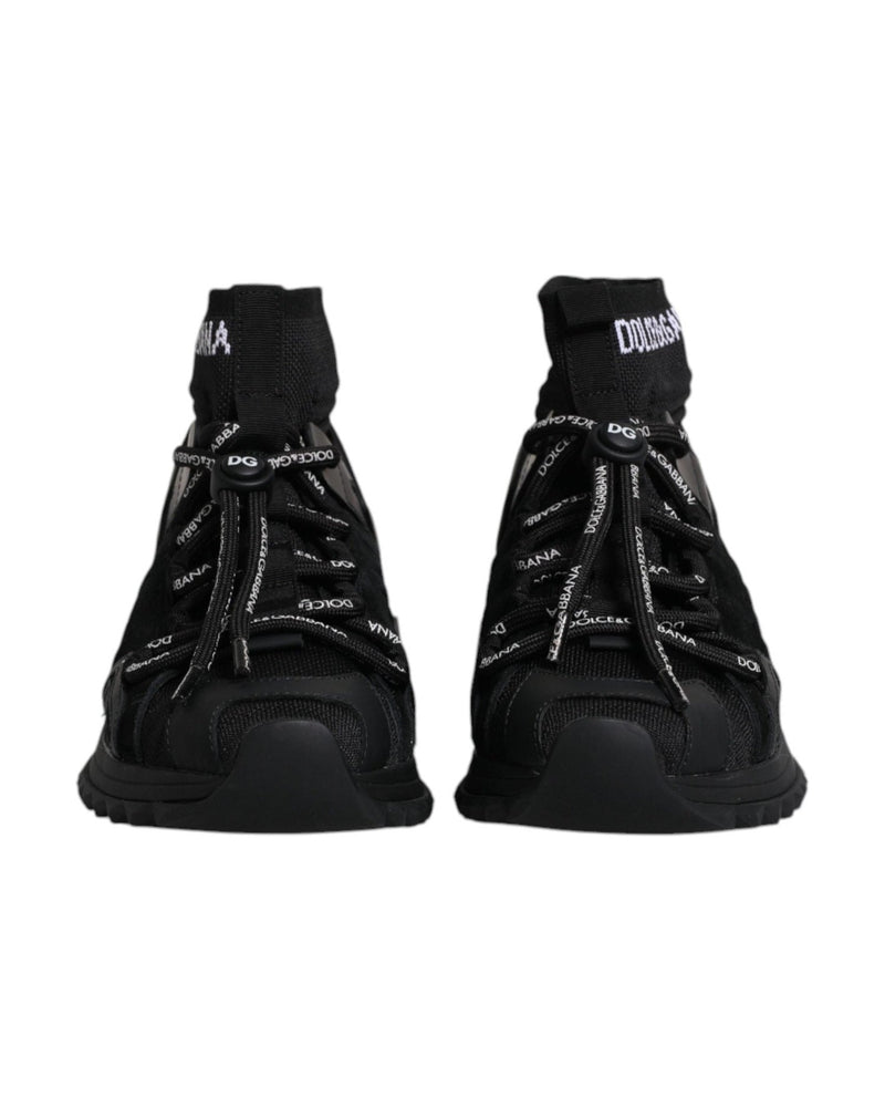 Dolce & Gabbana Black Sorrento Socks Logo Sneakers Shoes Glam Steals