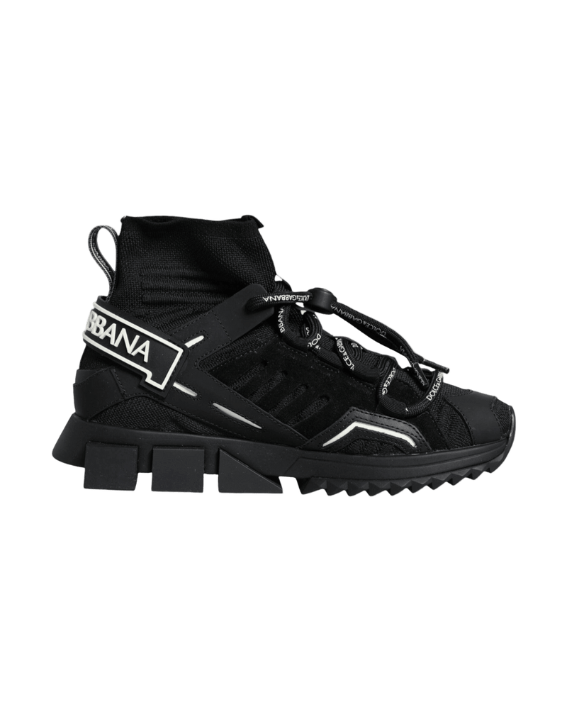 Dolce & Gabbana Black Sorrento Socks Logo Sneakers Shoes Glam Steals