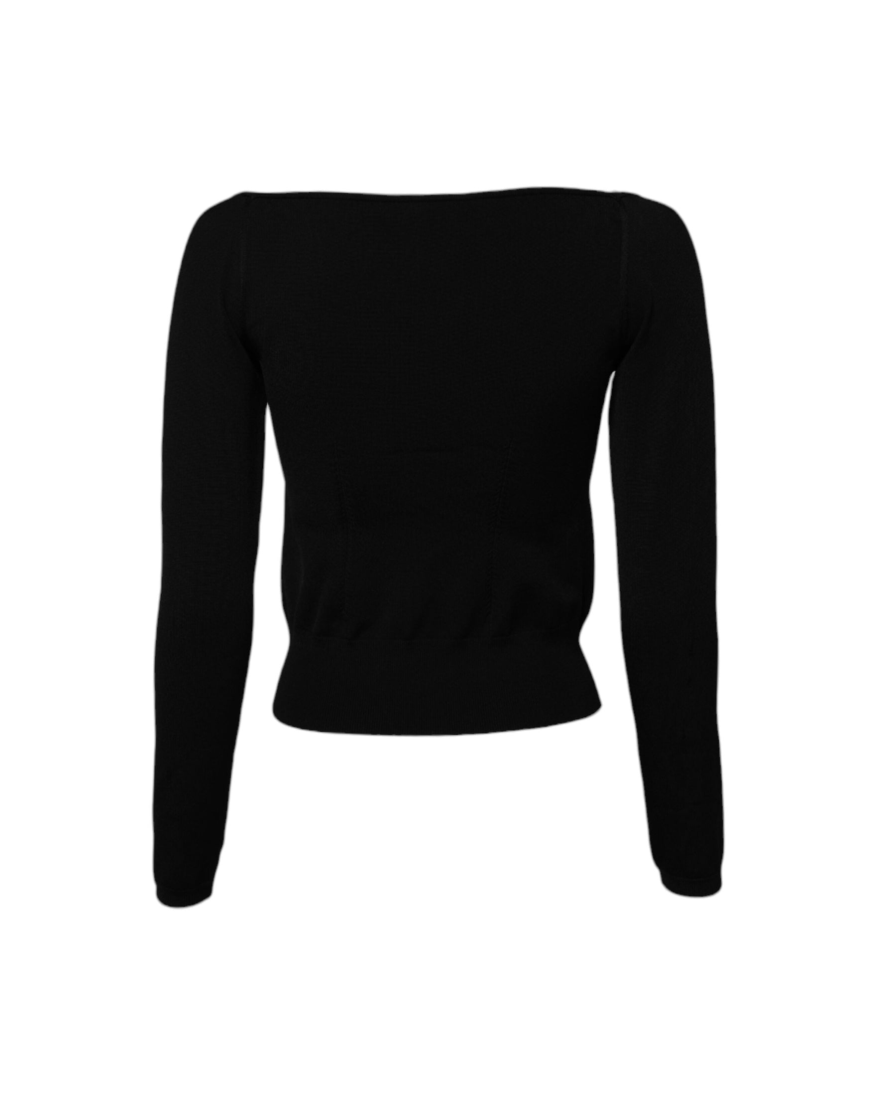 Dolce & Gabbana Black Square Neckline Long Sleeves Sweater Glam Steals