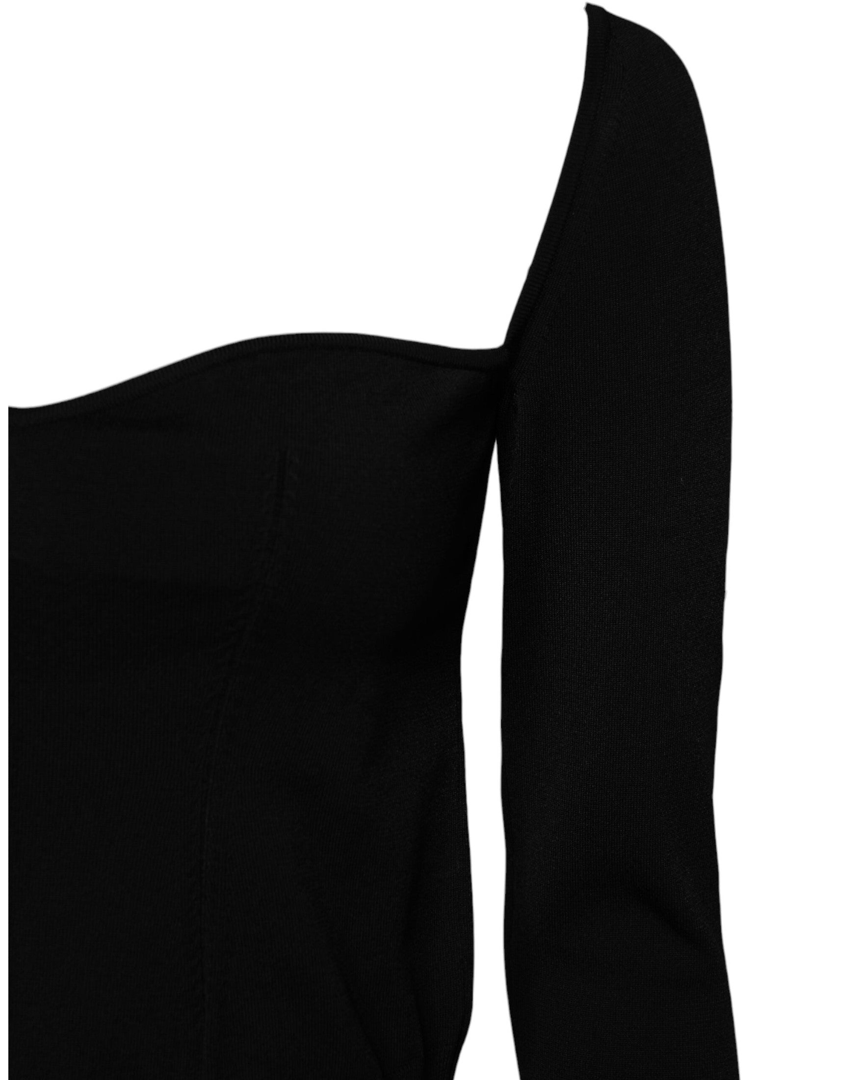 Dolce & Gabbana Black Square Neckline Long Sleeves Sweater Glam Steals