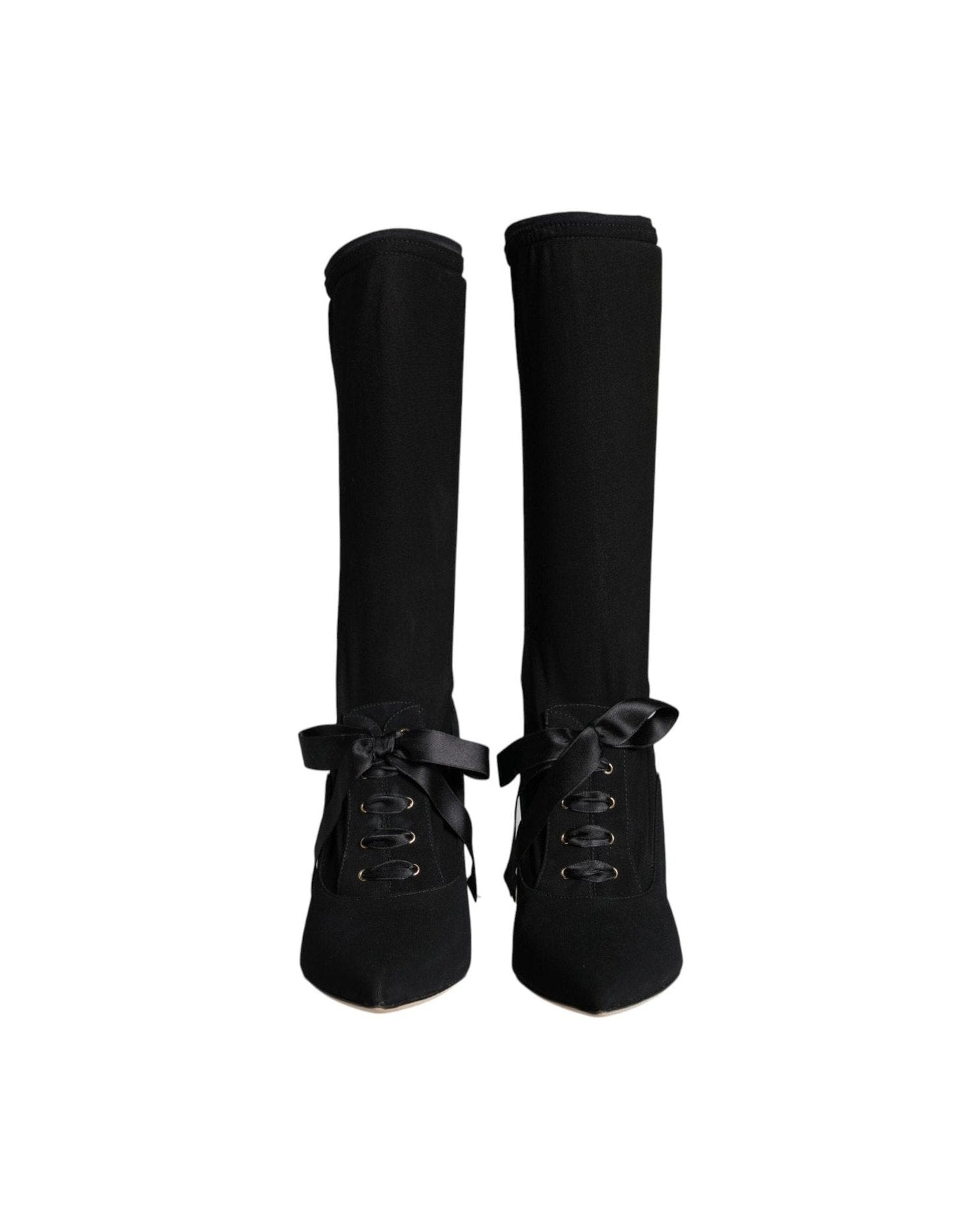 Dolce & Gabbana Black Stiletto Heels Mid Calf Boots Shoes Boots