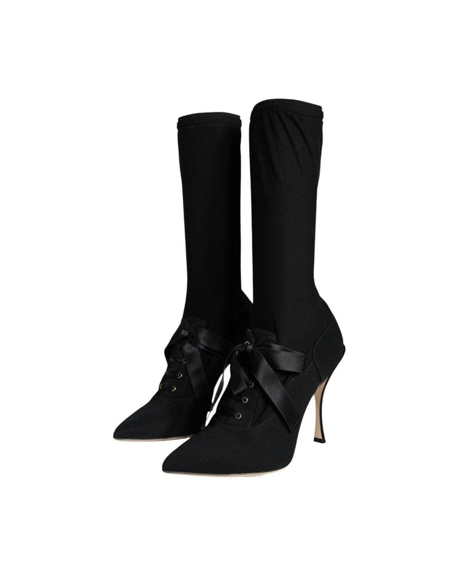 Dolce & Gabbana Black Stiletto Heels Mid Calf Boots Shoes Boots