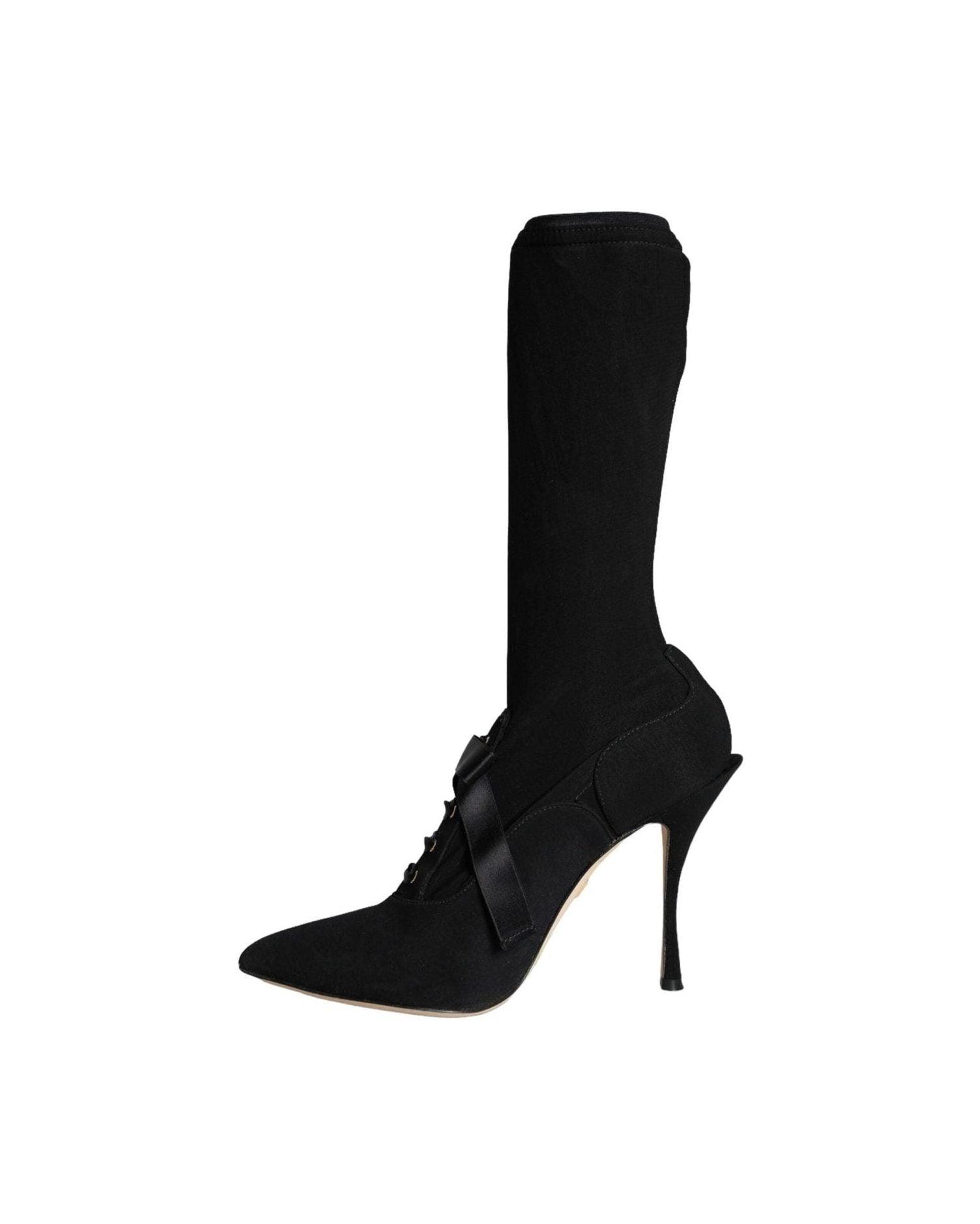 Dolce & Gabbana Black Stiletto Heels Mid Calf Boots Shoes Boots