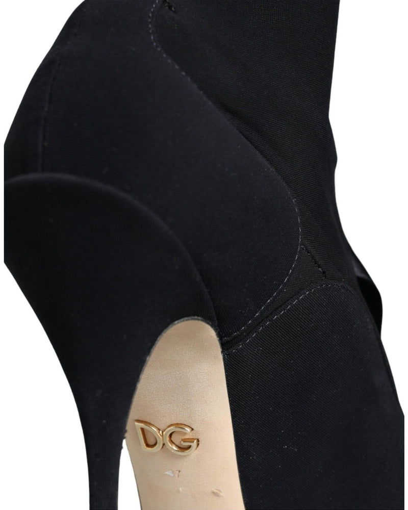 Dolce & Gabbana Black Stiletto Heels Mid Calf Boots Shoes Boots