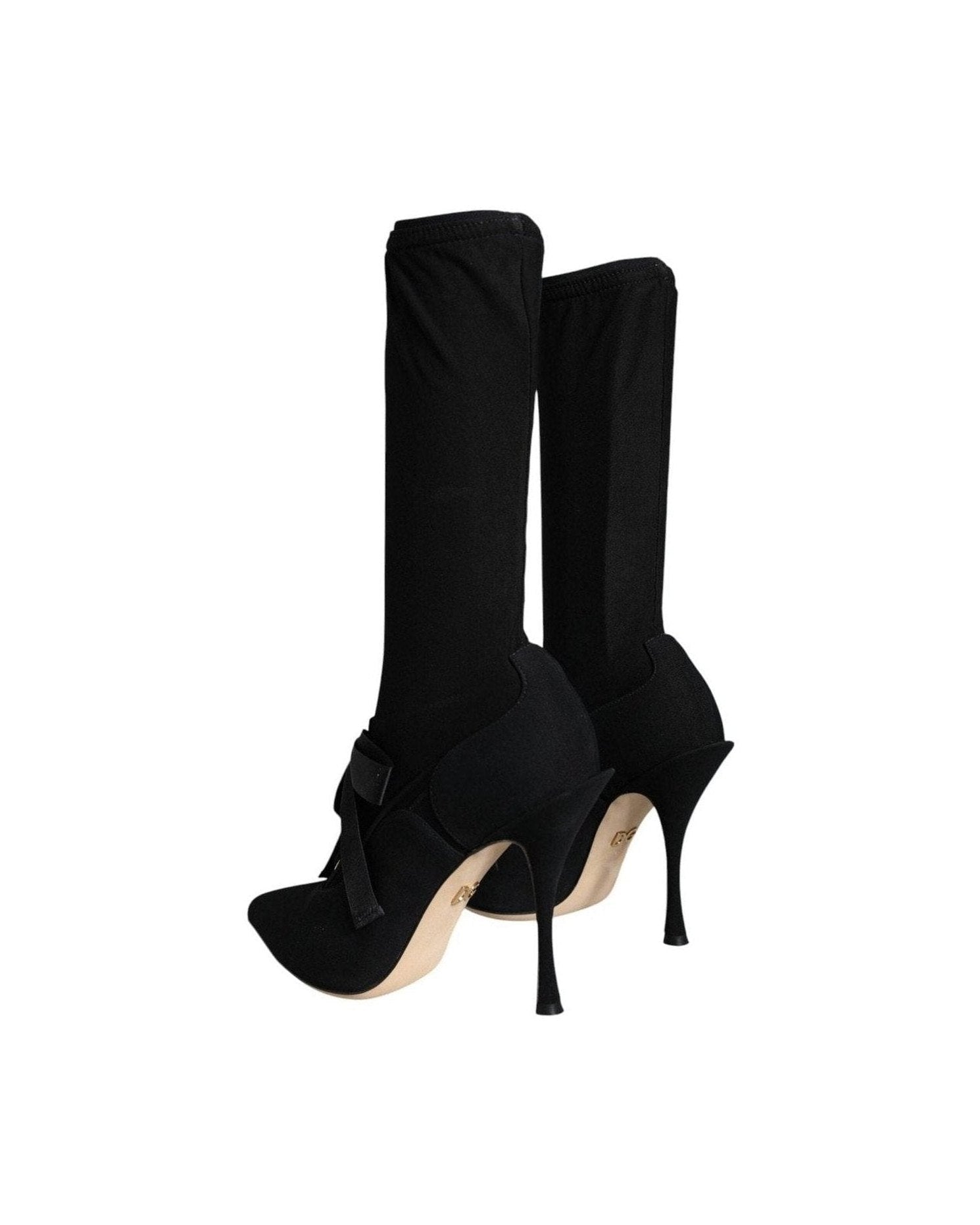 Dolce & Gabbana Black Stiletto Heels Mid Calf Boots Shoes Boots