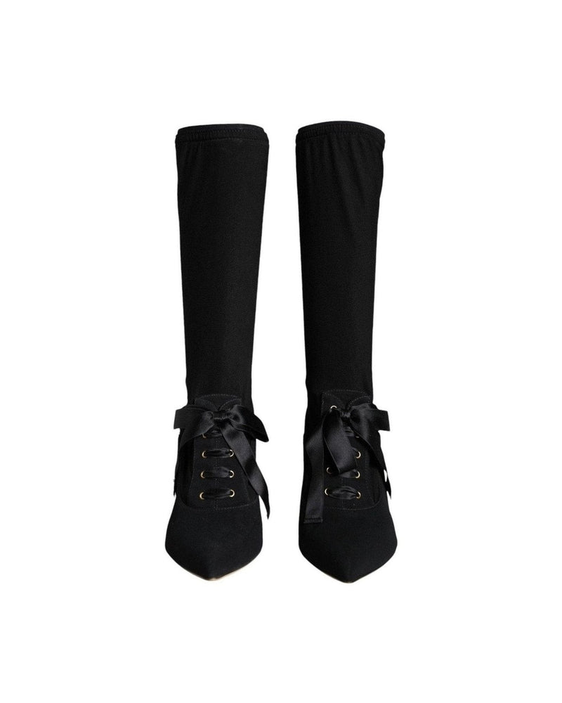 Dolce & Gabbana Black Stiletto Heels Mid Calf Boots Shoes Boots