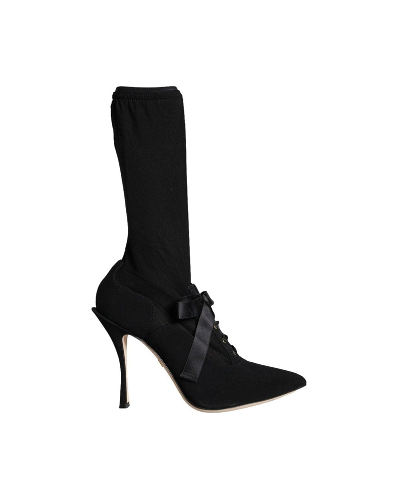 Dolce & Gabbana Black Stiletto Heels Mid Calf Boots Shoes Boots