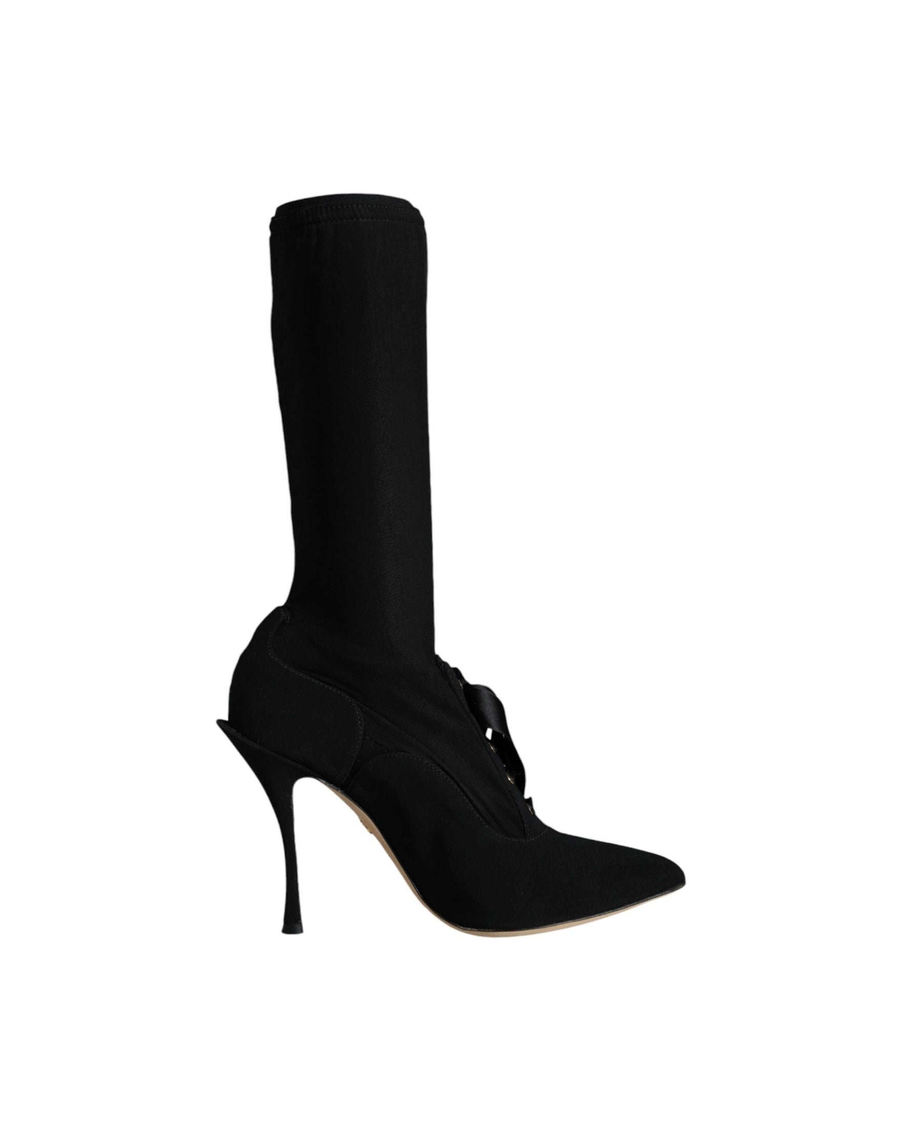 Dolce & Gabbana Black Stiletto Heels Mid Calf Boots Shoes Glam Steals