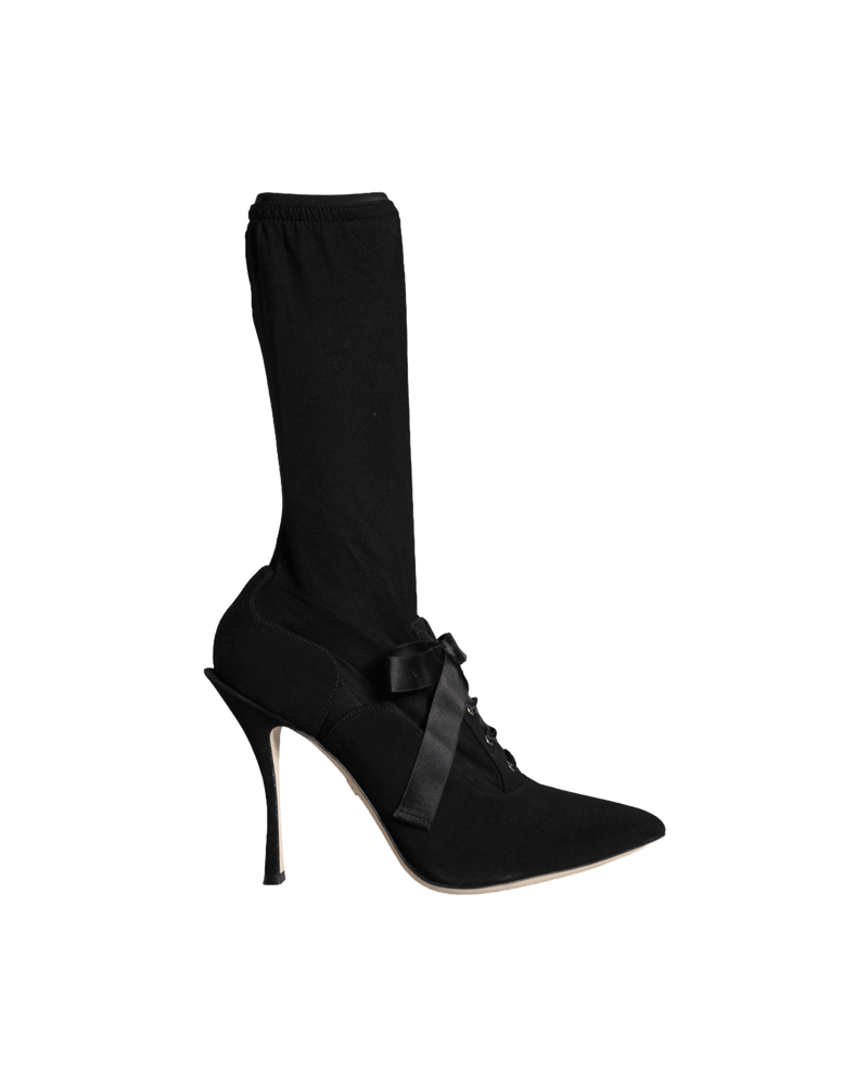Dolce & Gabbana Black Stiletto Heels Mid Calf Boots Shoes Glam Steals
